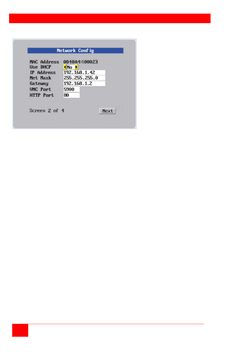 Network configuration, Configuring the network, Mac address | Rose Electronics Vista Remote 2 User Manual | Page 16 / 72