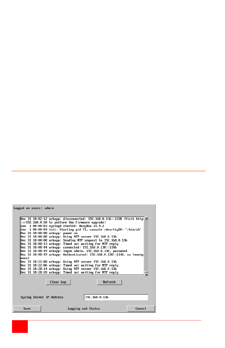 Logging and status, Name, Users | Hotkey / kvm port | Rose Electronics Vista Remote 2 User Manual | Page 28 / 72