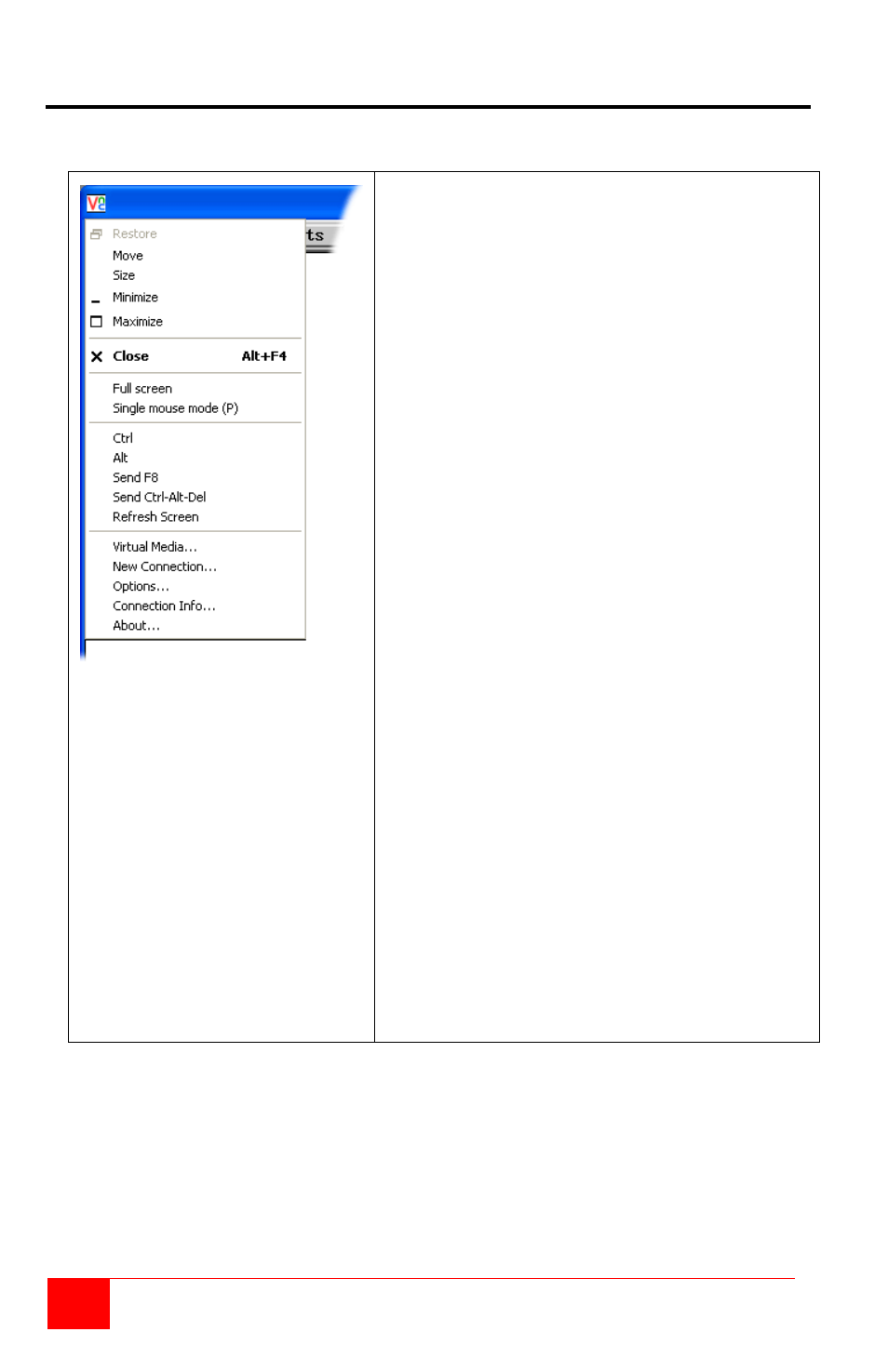 Appendix e – vnc viewer window options | Rose Electronics Vista Remote 2 User Manual | Page 64 / 72
