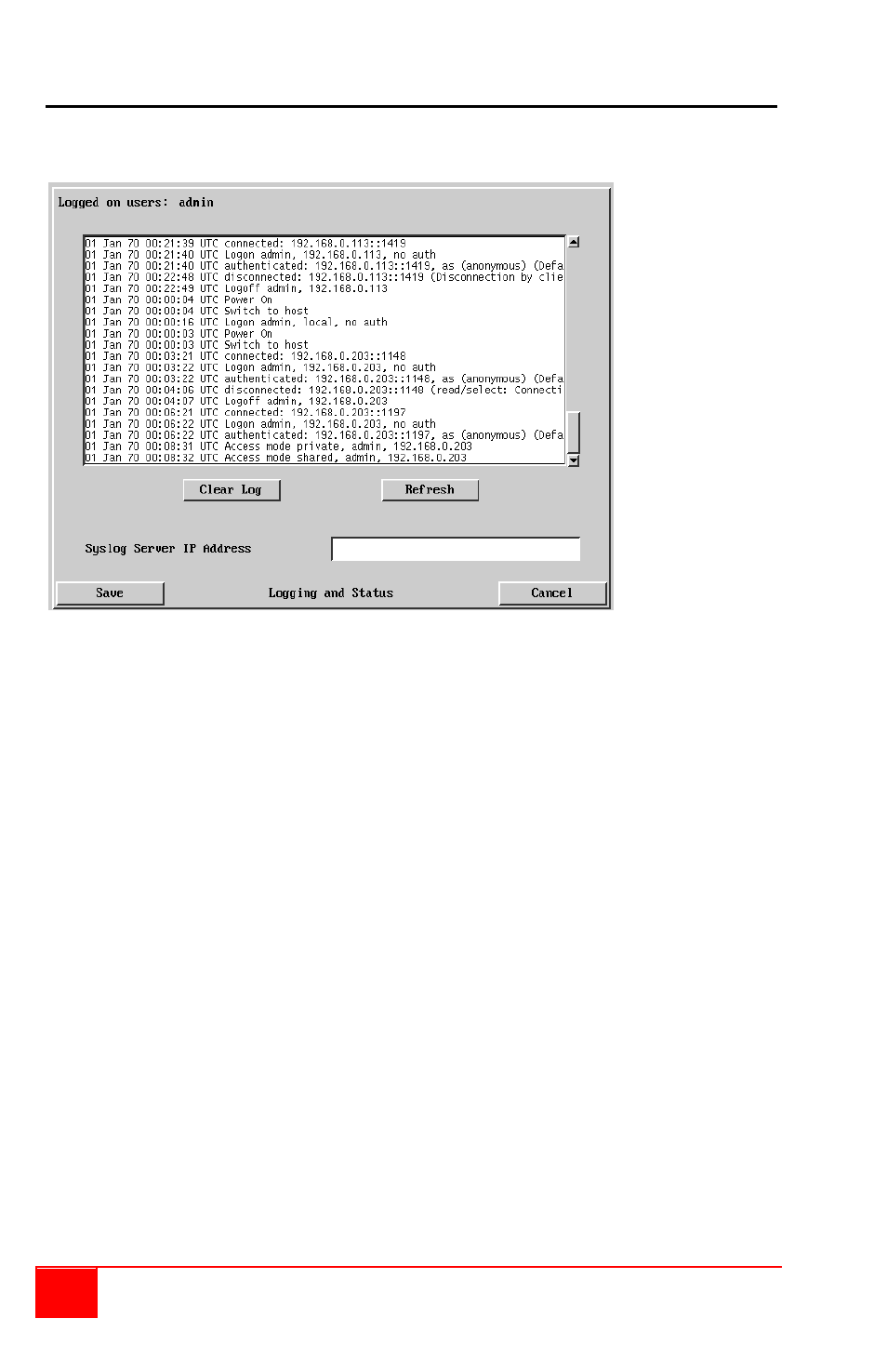 Logging and status, 26 ultralink 2 installation and operations manual | Rose Electronics UltraLink 2 User Manual | Page 30 / 56