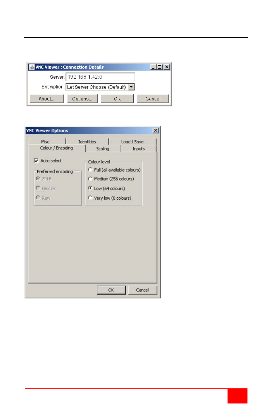 Appendix e- vnc viewer options, Ultralink 2 installation and operations manual 43 | Rose Electronics UltraLink 2 User Manual | Page 47 / 56