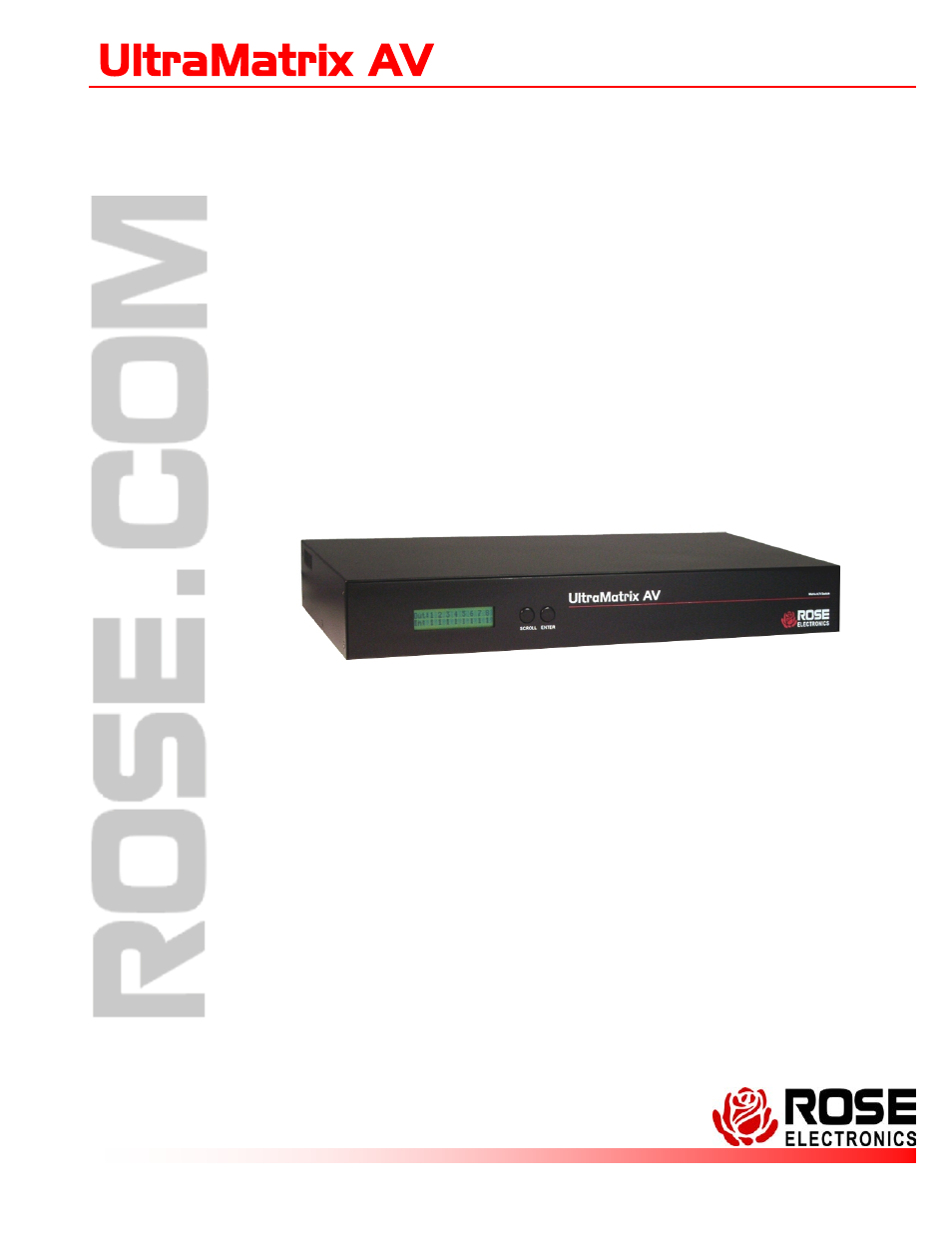 Rose Electronics UltraMatrix AV VGA 8 User Manual | 20 pages