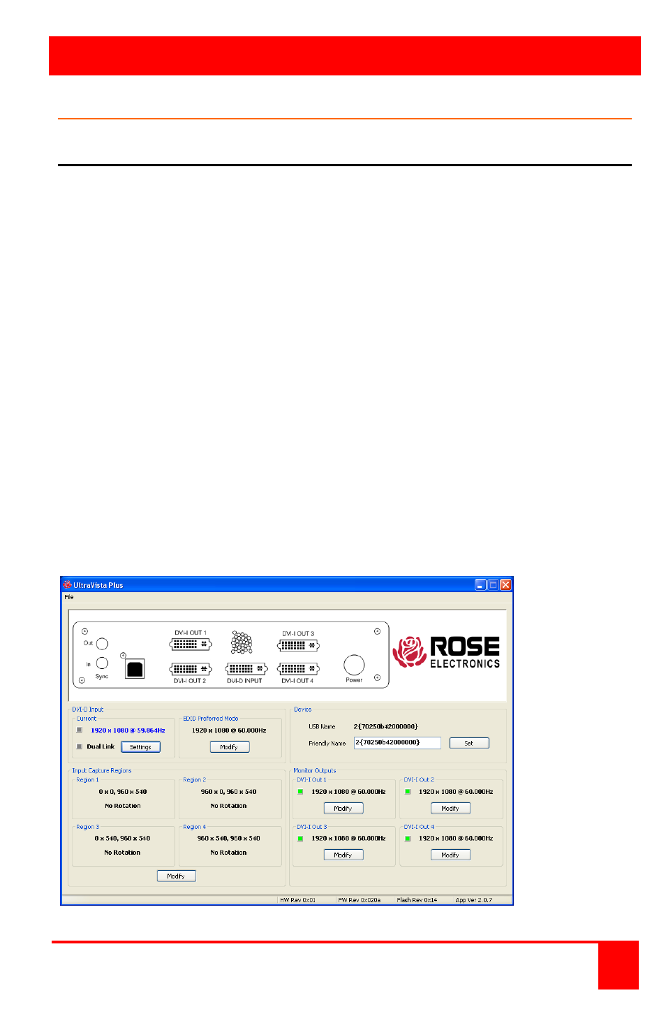 Control application, Ultravista plus control application, Running the control application | Rose Electronics UltraVista Plus User Manual | Page 11 / 24
