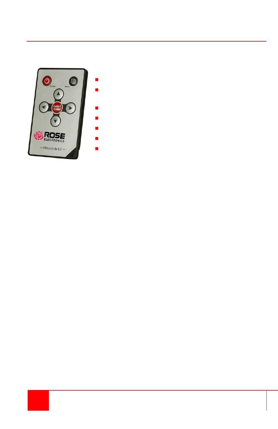 Remote controller | Rose Electronics UltraVista LC II User Manual | Page 27 / 40
