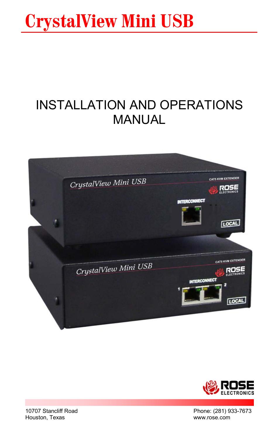 Rose Electronics CrystalView Mini USB User Manual | 24 pages