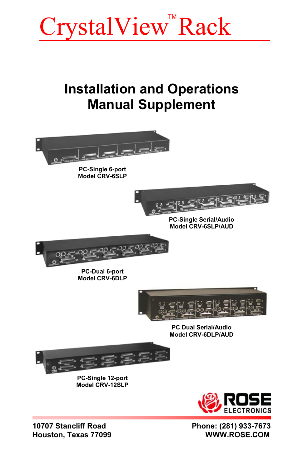 Rose Electronics CrystalView CAT5 Rack User Manual | 8 pages