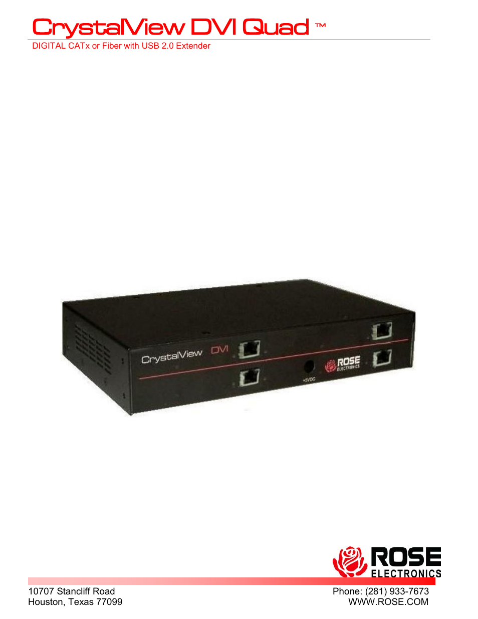 Rose Electronics CrystalView DVI Quad User Manual | 42 pages