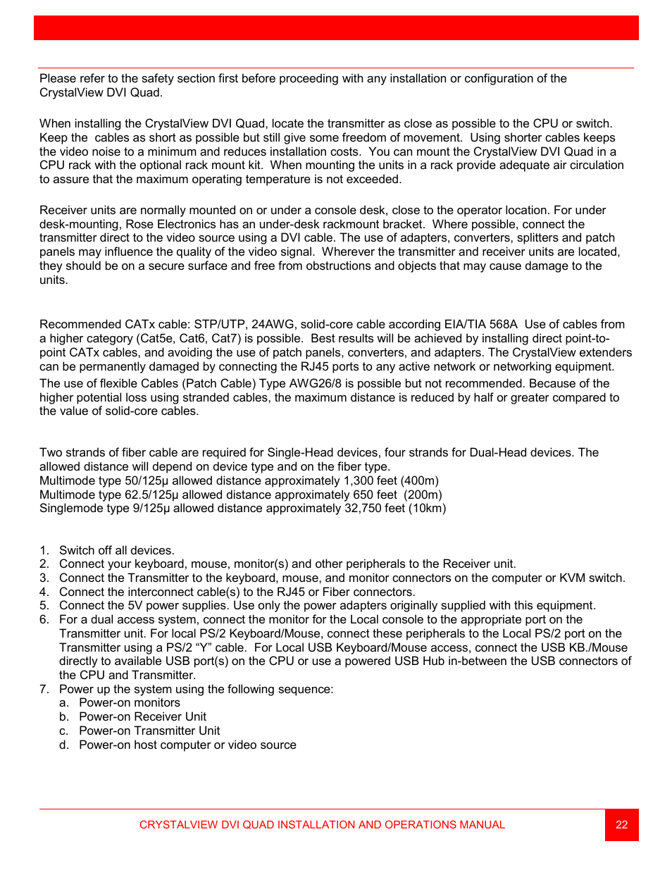 Installation | Rose Electronics CrystalView DVI Quad User Manual | Page 26 / 42