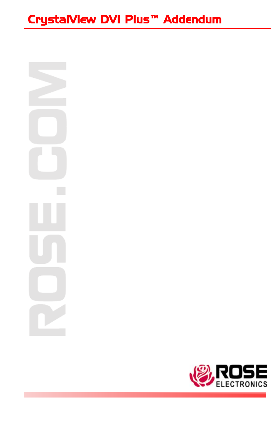 Serial / audio model addition, Crystalview dvi plus™ addendum | Rose Electronics CrystalView DVI Plus User Manual | Page 25 / 28