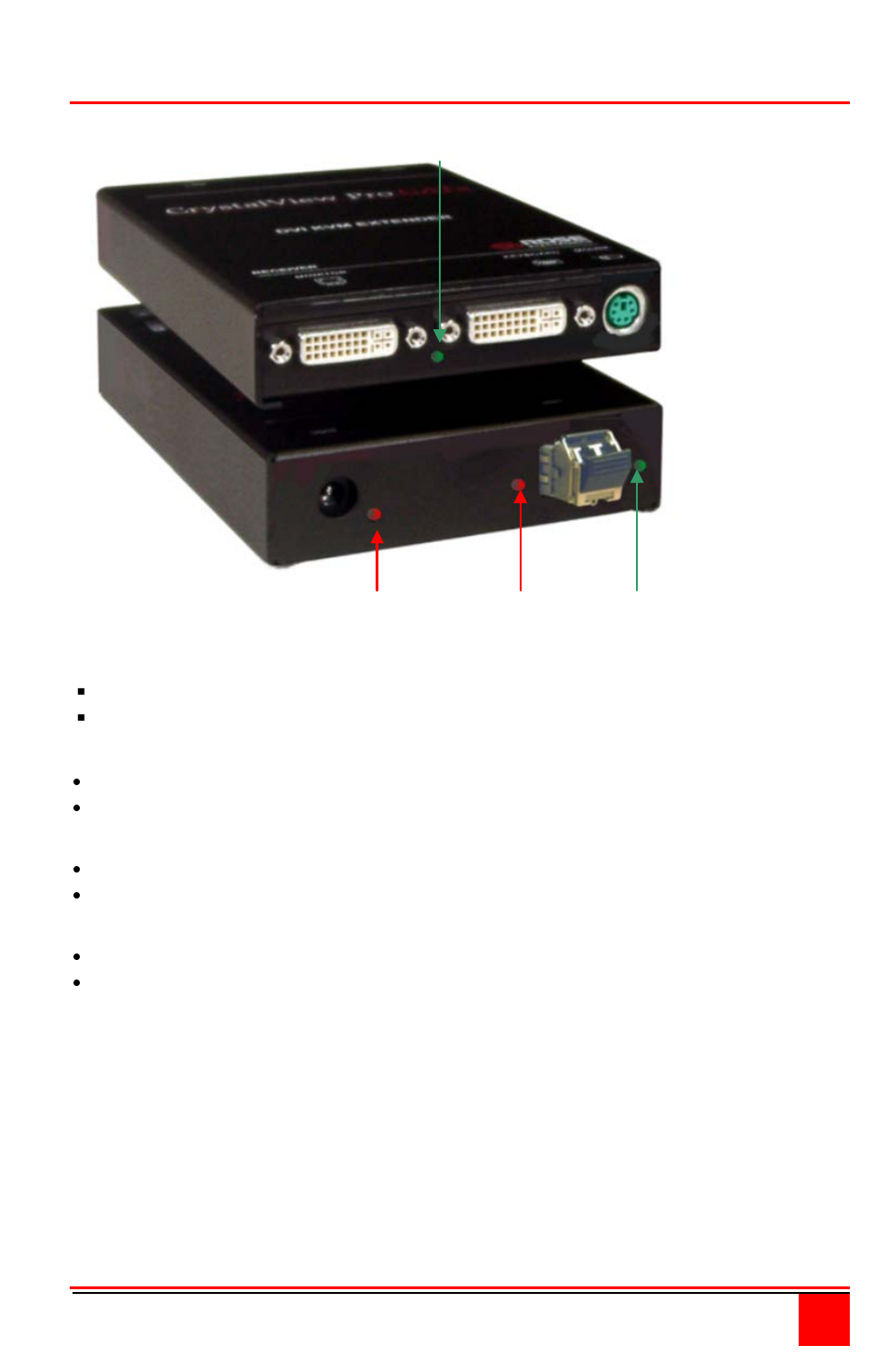 Diagnostic led indicators | Rose Electronics CrystalView DVI Fiber User Manual | Page 15 / 28