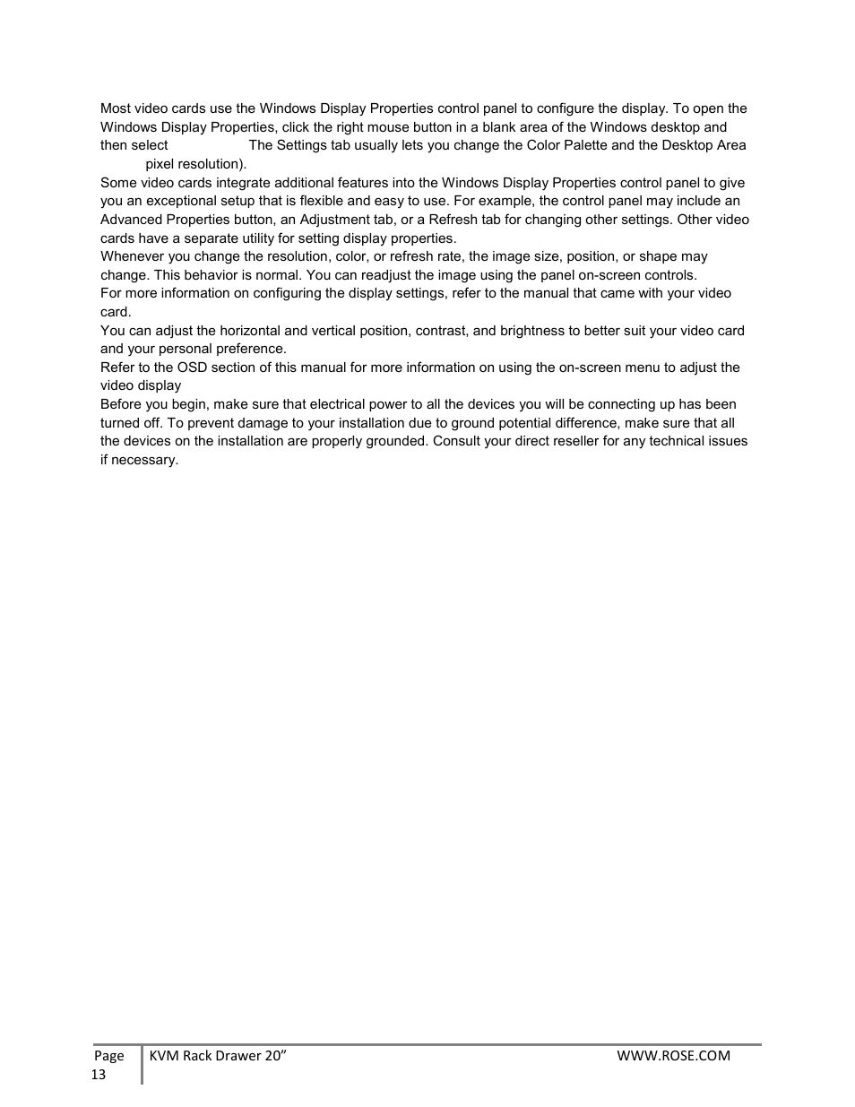 Rose Electronics RackView 20 User Manual | Page 13 / 16
