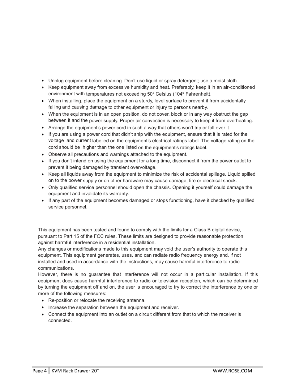 Safety instructions | Rose Electronics RackView 20 User Manual | Page 4 / 16