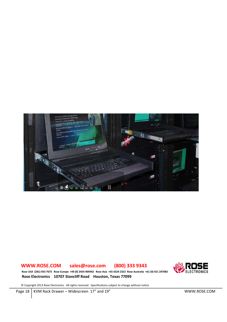 Rose Electronics RackView Widescreen 19 User Manual | Page 18 / 18