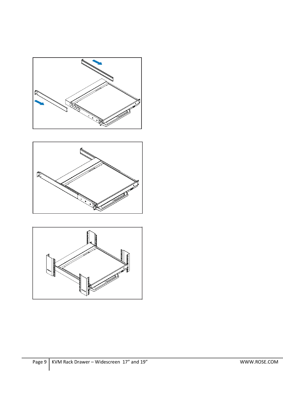 Installation of rackview widescreen 17” and 19 | Rose Electronics RackView Widescreen 19 User Manual | Page 9 / 18