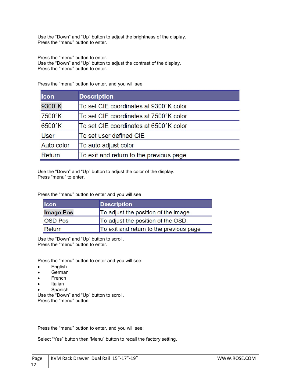 Rose Electronics RackView Dual Rail User Manual | Page 12 / 16