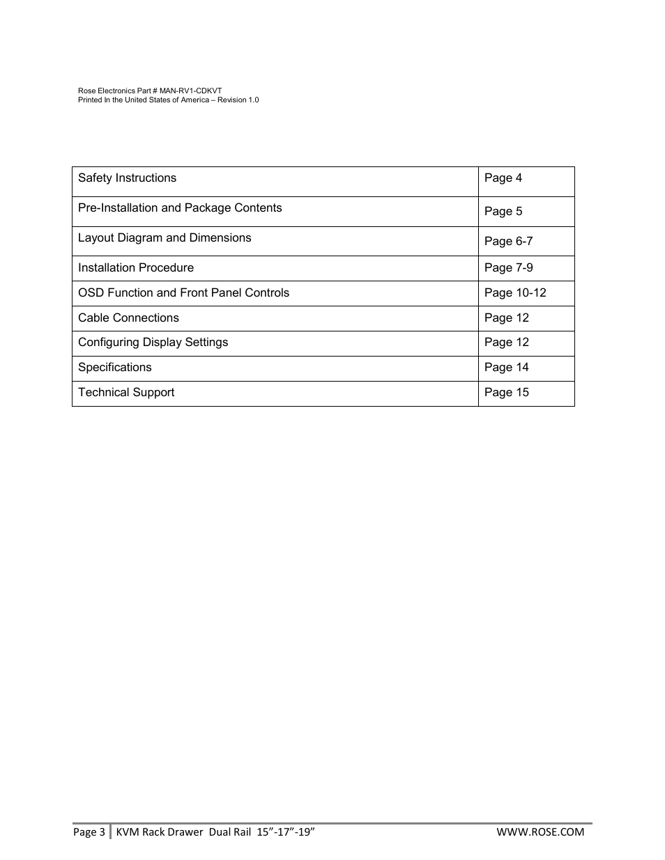 Rose Electronics RackView Dual Rail User Manual | Page 3 / 16