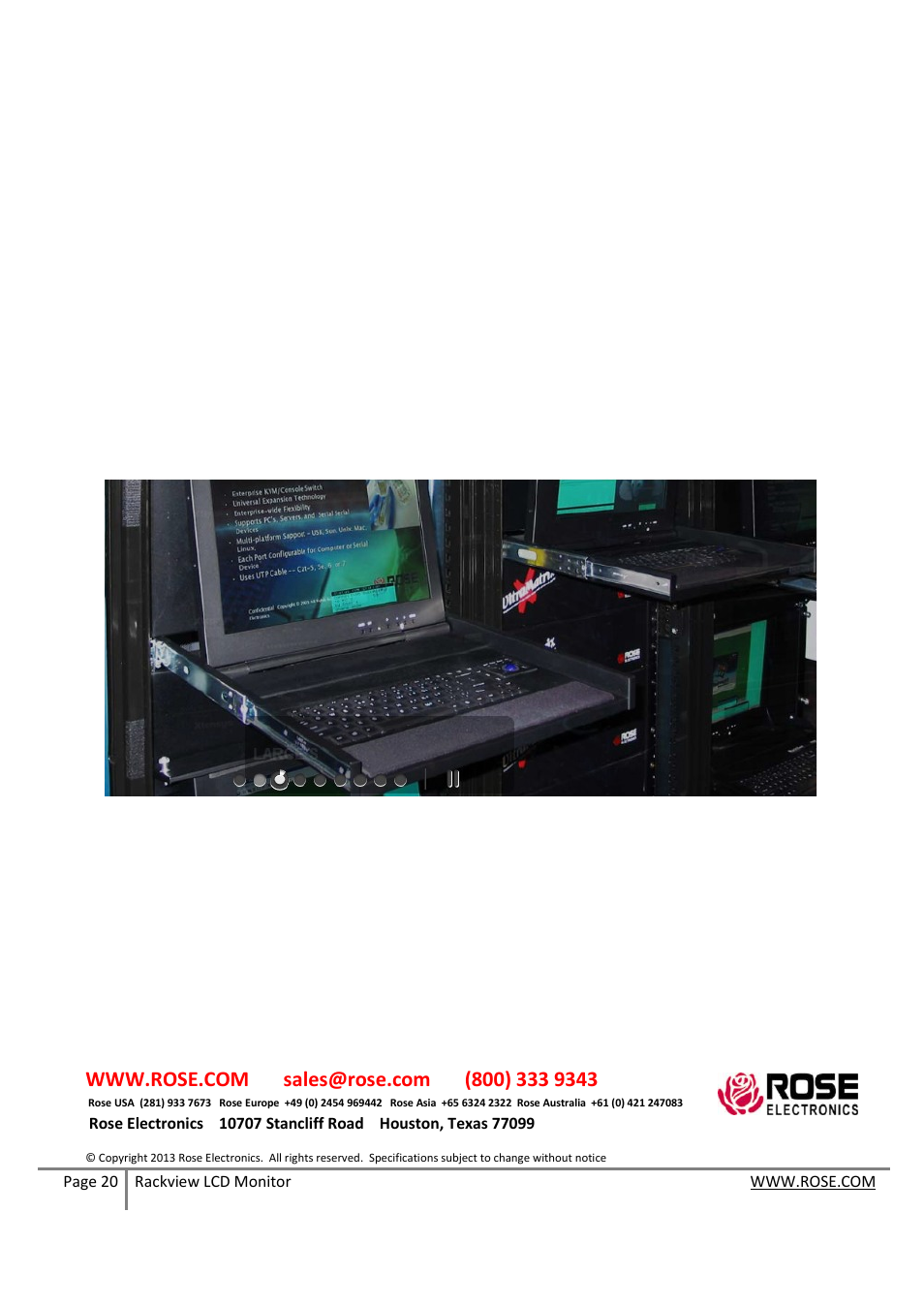 Technical support | Rose Electronics RackView LCD Monitor User Manual | Page 20 / 20