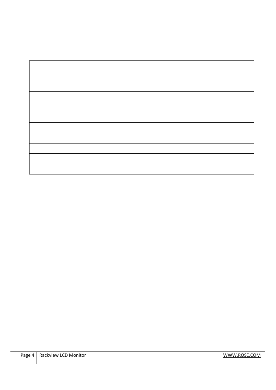 Rose Electronics RackView LCD Monitor User Manual | Page 4 / 20