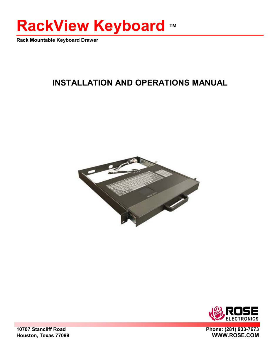 Rose Electronics RackView Keyboard User Manual | 10 pages
