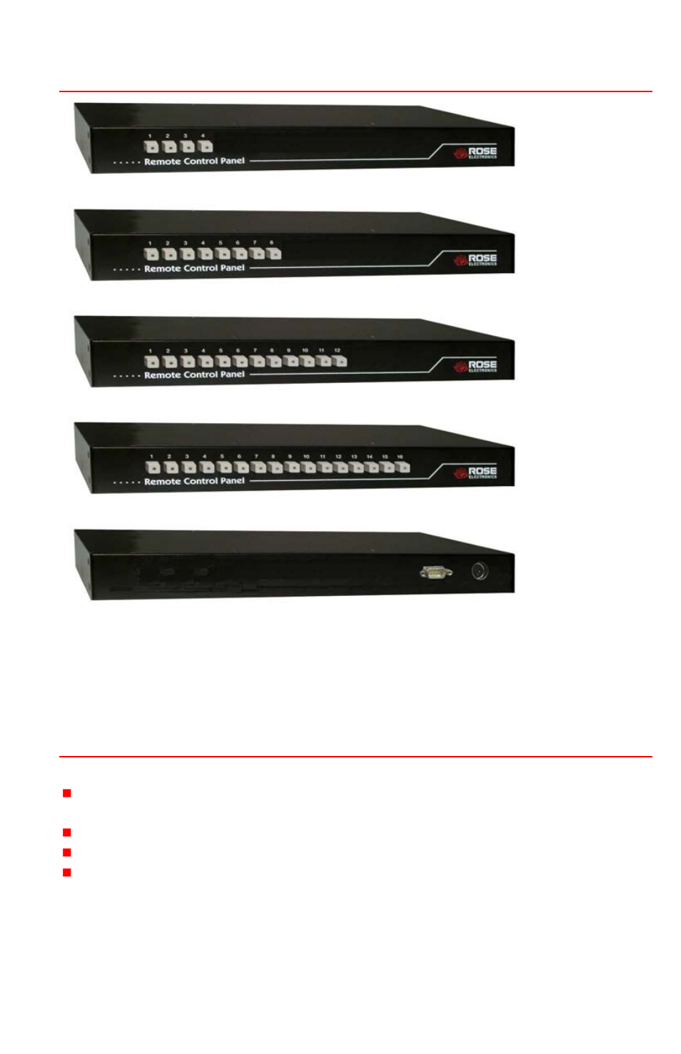 Models, Installation | Rose Electronics Remote Control Panel User Manual | Page 5 / 8