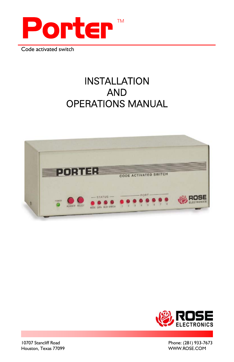 Rose Electronics Porter User Manual | 40 pages