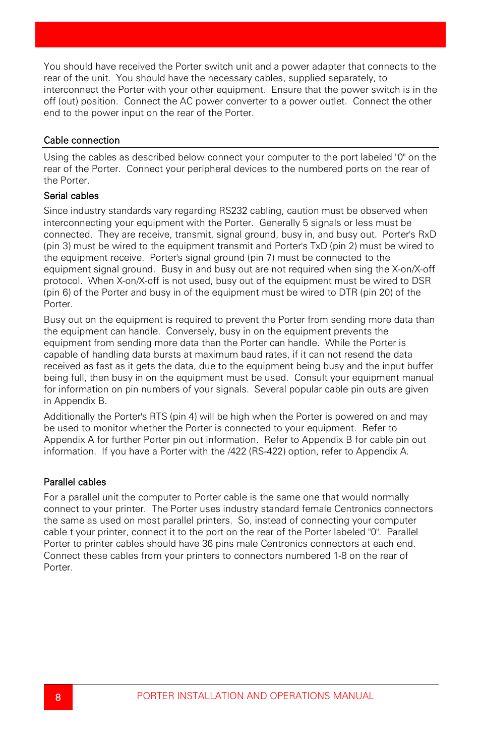 Installation | Rose Electronics Porter User Manual | Page 12 / 40