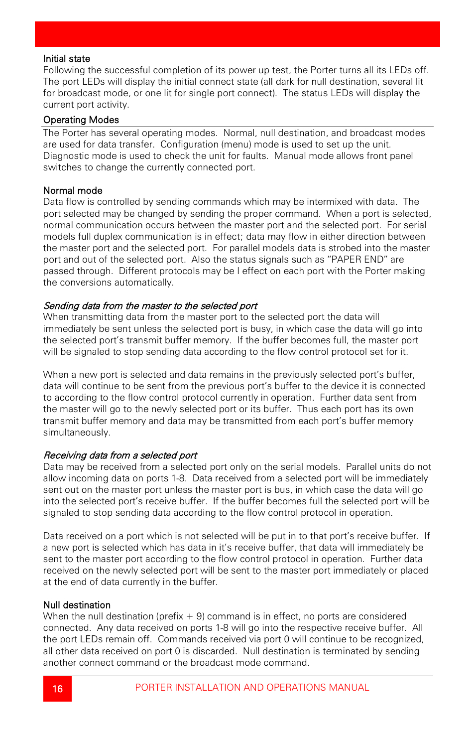 Operation | Rose Electronics Porter User Manual | Page 20 / 40