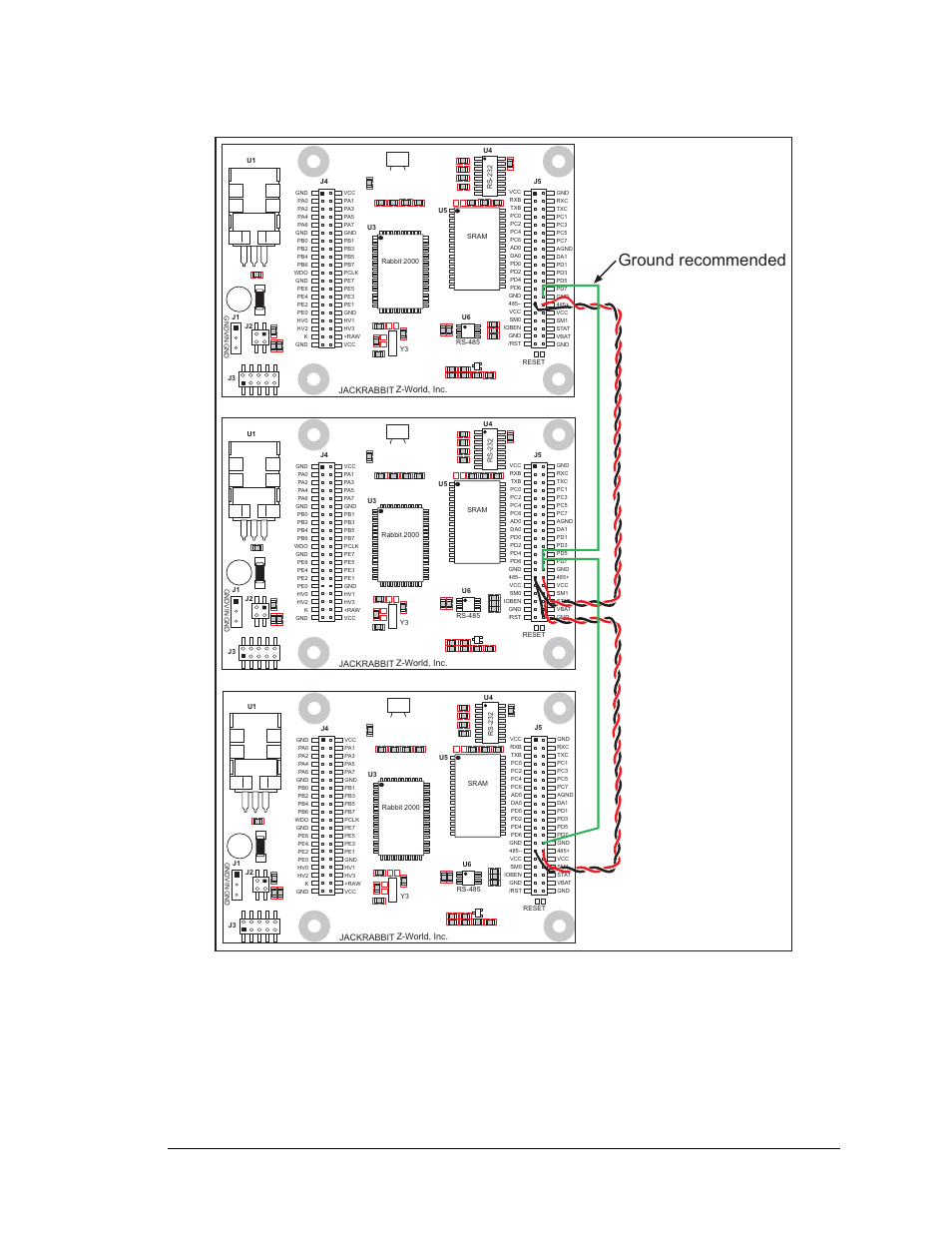 Ground recommended, Figure 11. multidrop jackrabbit network, User’s manual 29 | Digi JACKRABBIT BL1800 User Manual | Page 33 / 94