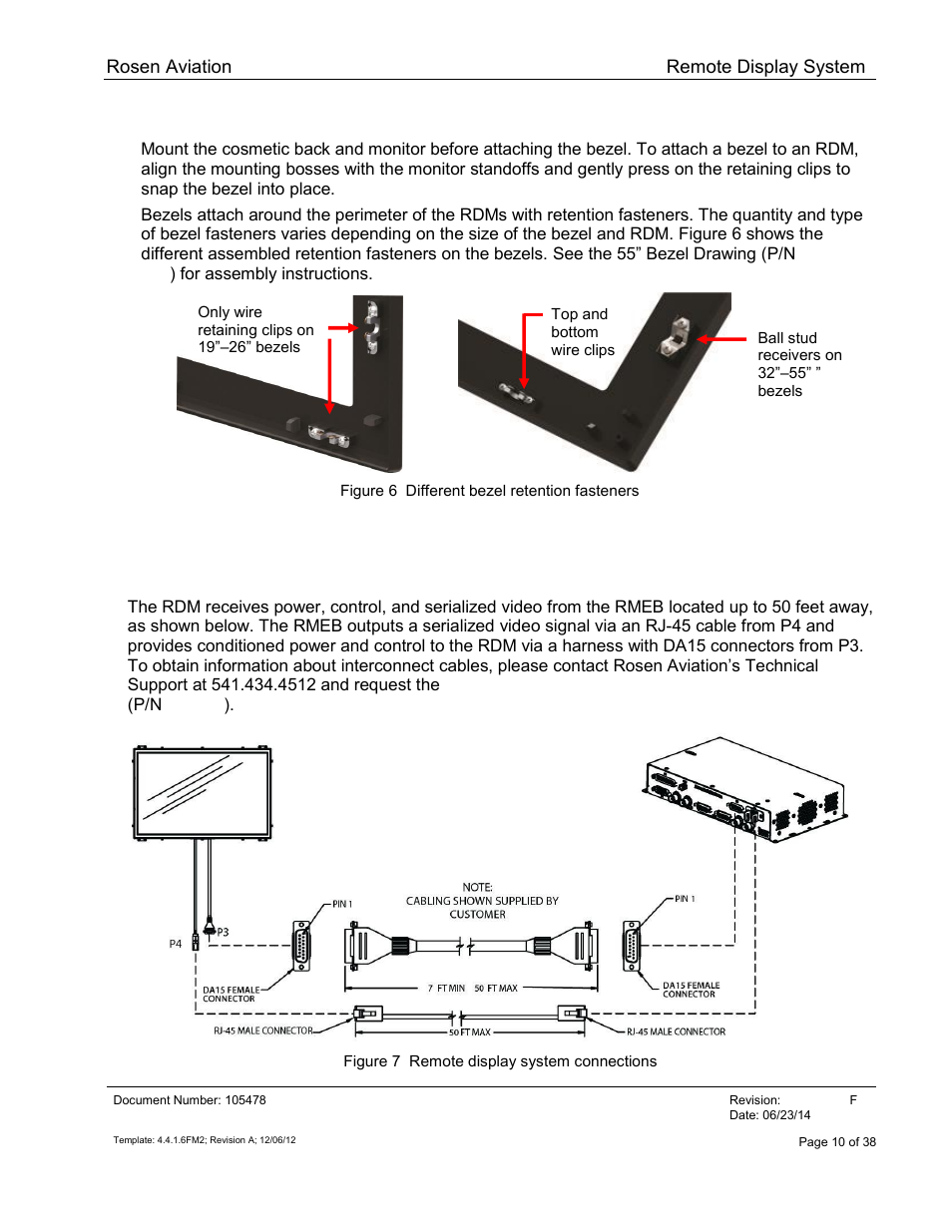 Mounting a bezel, System connections | Rosen Aviation 19-55  : Remote electronics User Manual | Page 10 / 38