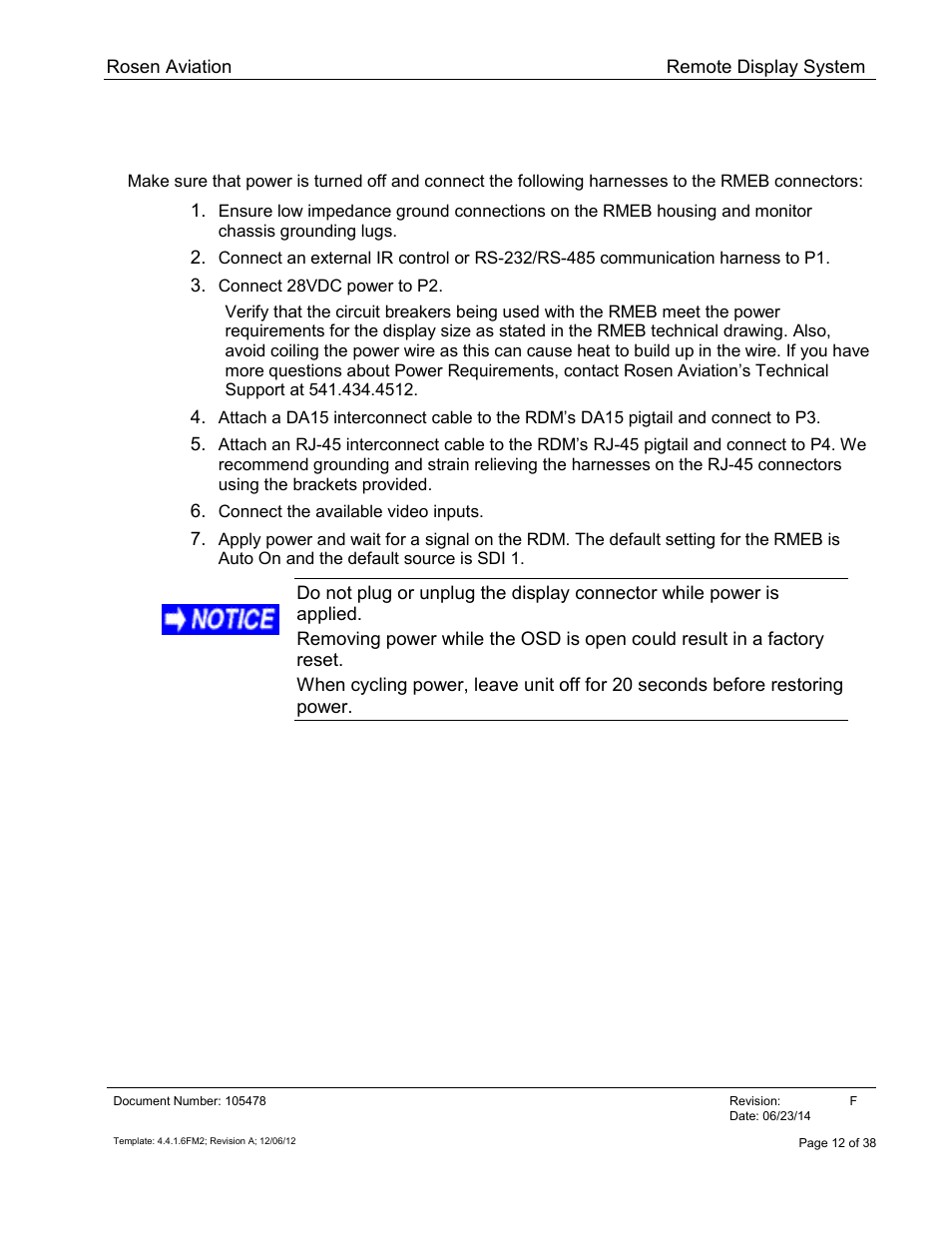 Initial power up | Rosen Aviation 19-55  : Remote electronics User Manual | Page 12 / 38