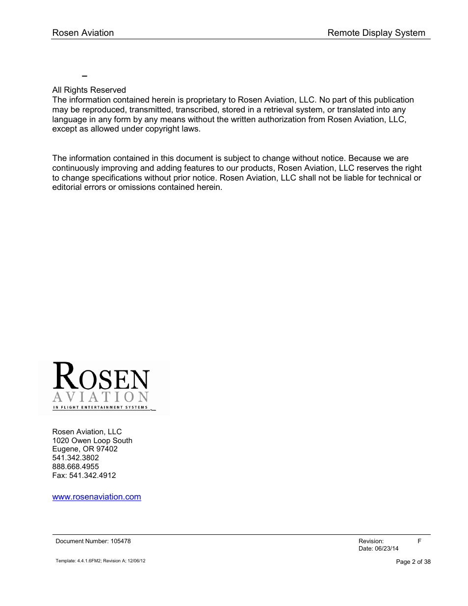 Rosen Aviation 19-55  : Remote electronics User Manual | Page 2 / 38