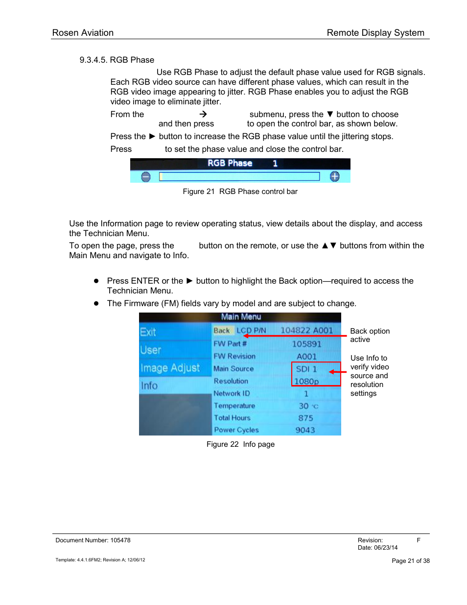 Rgb phase, Info | Rosen Aviation 19-55  : Remote electronics User Manual | Page 21 / 38