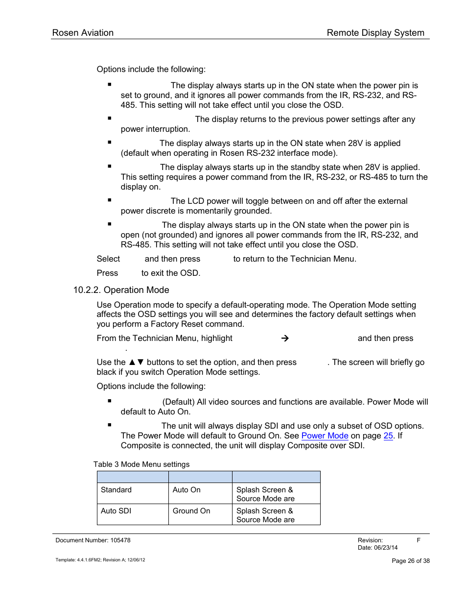 Operation mode | Rosen Aviation 19-55  : Remote electronics User Manual | Page 26 / 38