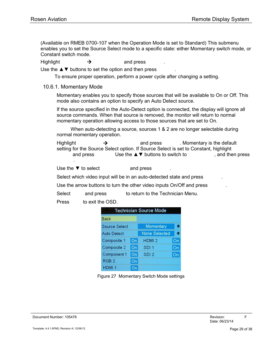 Source mode, Momentary mode | Rosen Aviation 19-55  : Remote electronics User Manual | Page 29 / 38