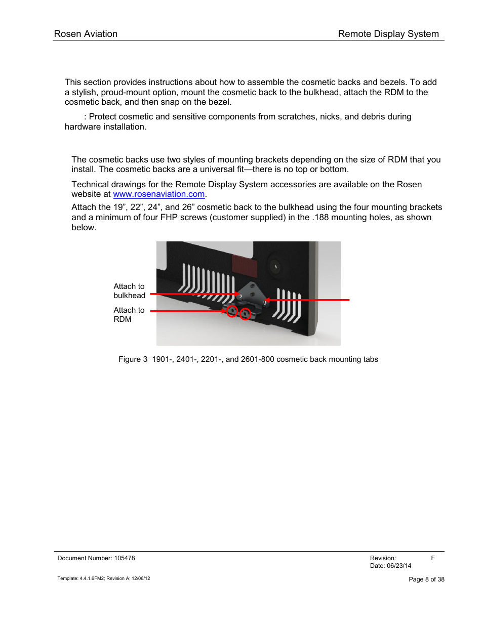 Assembly instructions for accessories, Mounting cosmetic backs to a bulkhead | Rosen Aviation 19-55  : Remote electronics User Manual | Page 8 / 38