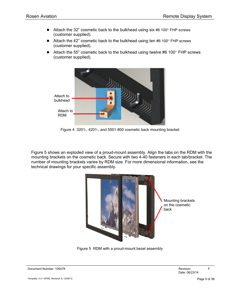Attaching an rdm to a cosmetic back | Rosen Aviation 19-55  : Remote electronics User Manual | Page 9 / 38