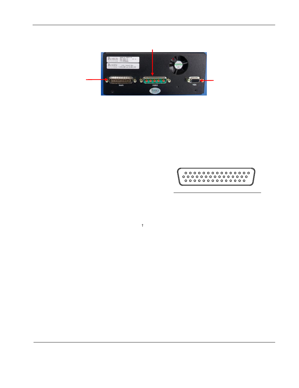 Rear connectors, J1 main interface connector input | Rosen Aviation 0604 Series : Rosenview VX User Manual | Page 8 / 23