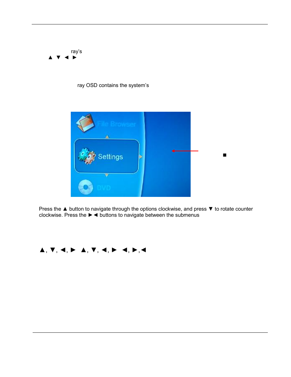Osd main menu | Rosen Aviation 0602 Series : Dual Blu-ray Player User Manual | Page 19 / 41