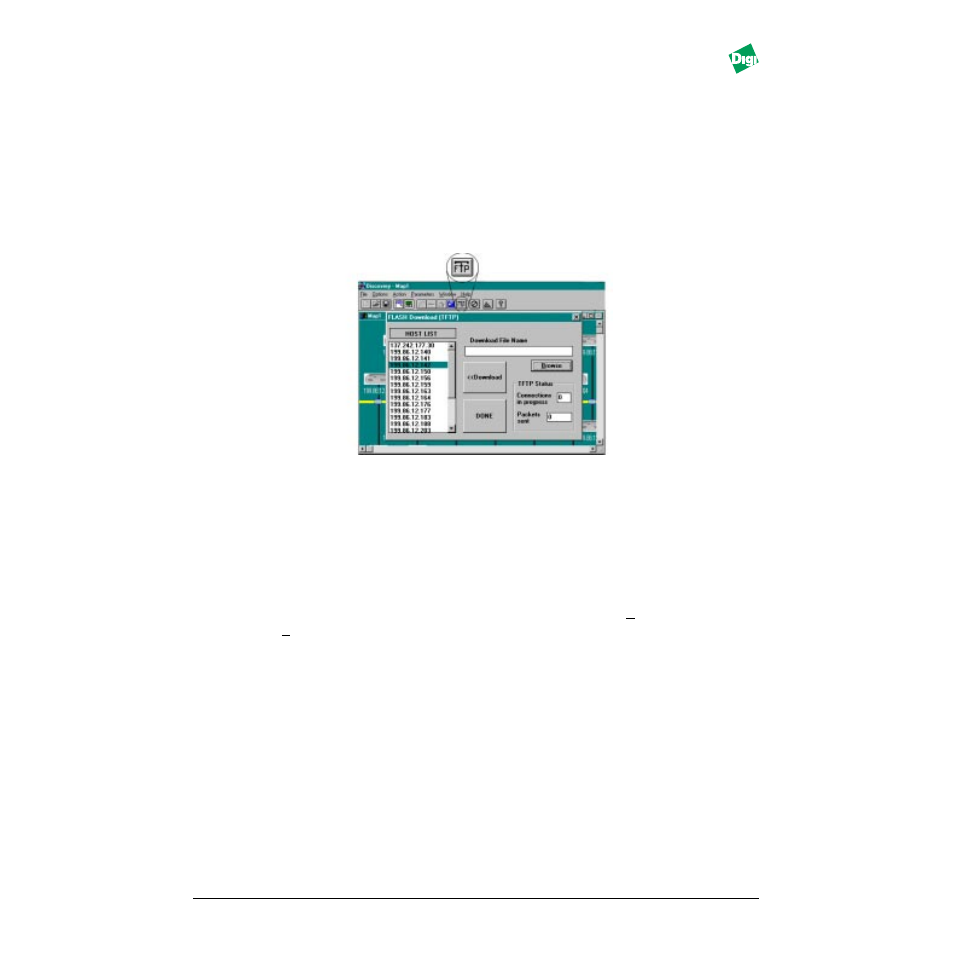 Heading2 - 9.4.7 tftp icon: flash download, Figure - figure 9-4. flash download (tftp), Heading2 - 9.4.8 close all windows icon | Heading2 - 9.4.9 show node properties | Digi MIL-3000FTX User Manual | Page 93 / 163