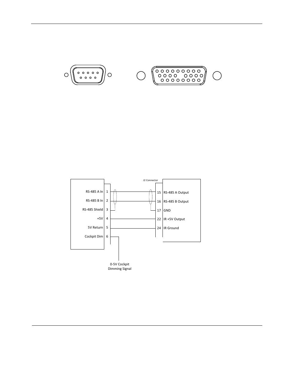 Interface connectors, Rs-485 data bus method wiring diagram, Rosen aviation rosenview briefing controller | Rosen Aviation 0300-412 : Briefing Controller User Manual | Page 5 / 11