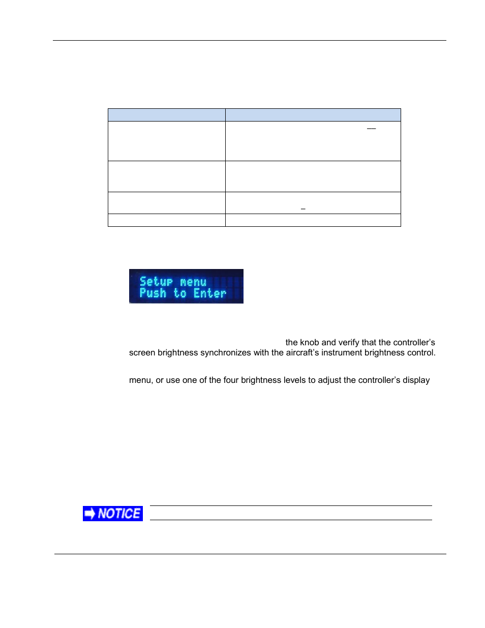 Controller setup menu | Rosen Aviation 0300-412 : Briefing Controller User Manual | Page 8 / 11