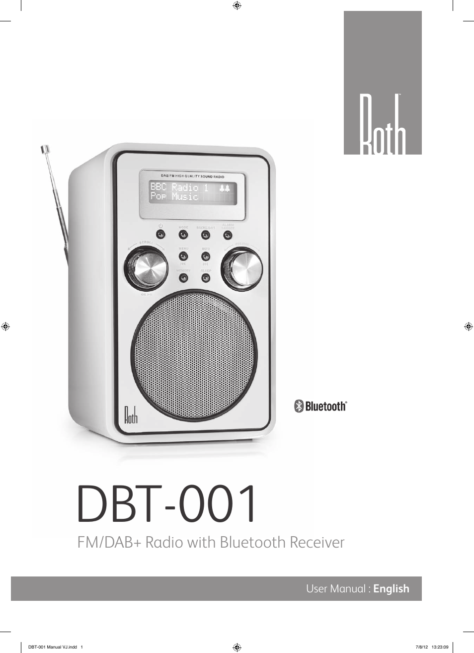 Roth AV DBT-001 : FM/DAB+ Radio with Bluetooth Receiver User Manual | 12 pages