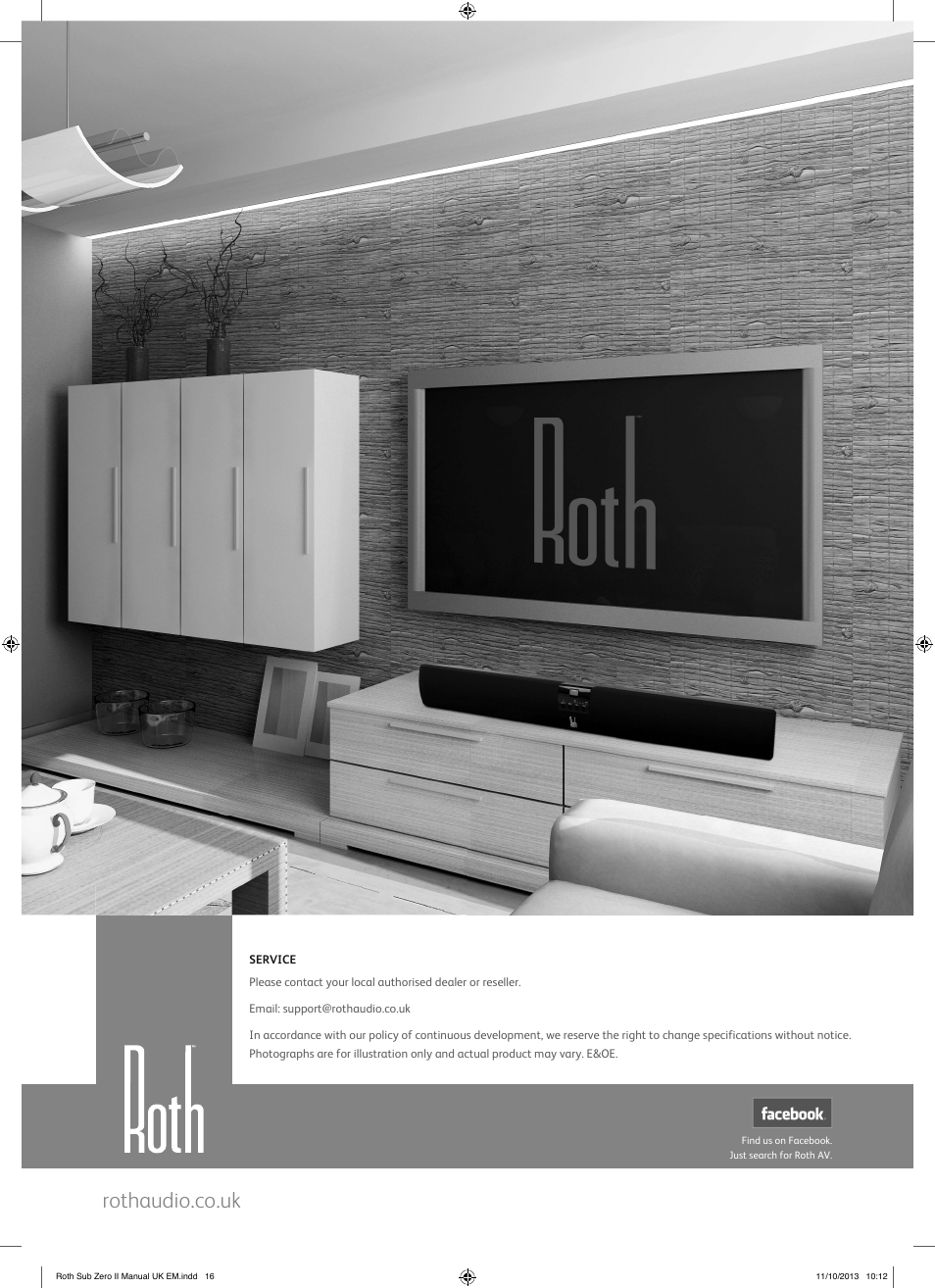 Rothaudio.co.uk | Roth AV Sub Zero II : TV Soundbar with Bluetooth APT-X User Manual | Page 16 / 16