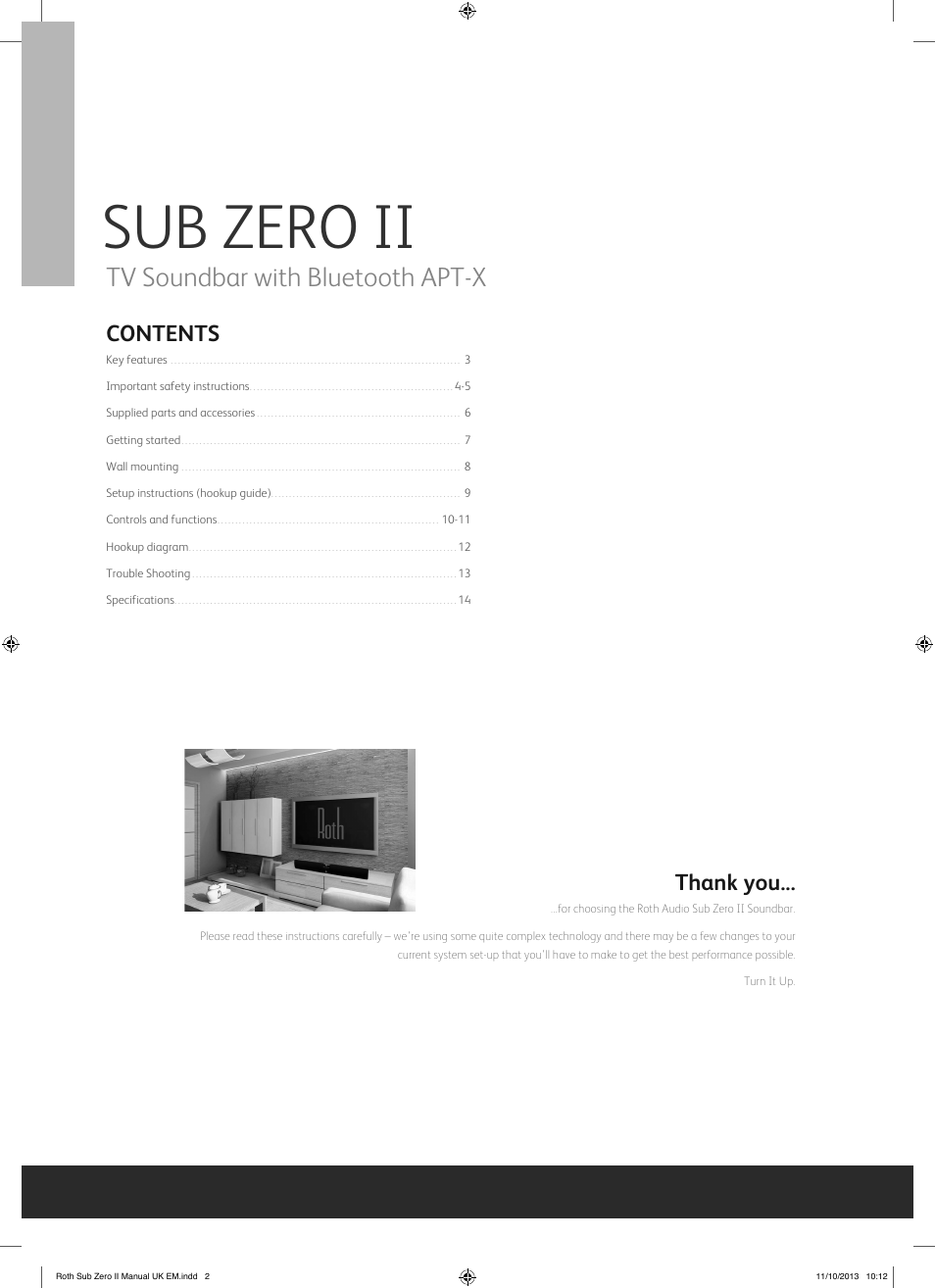 Roth AV Sub Zero II : TV Soundbar with Bluetooth APT-X User Manual | Page 2 / 16