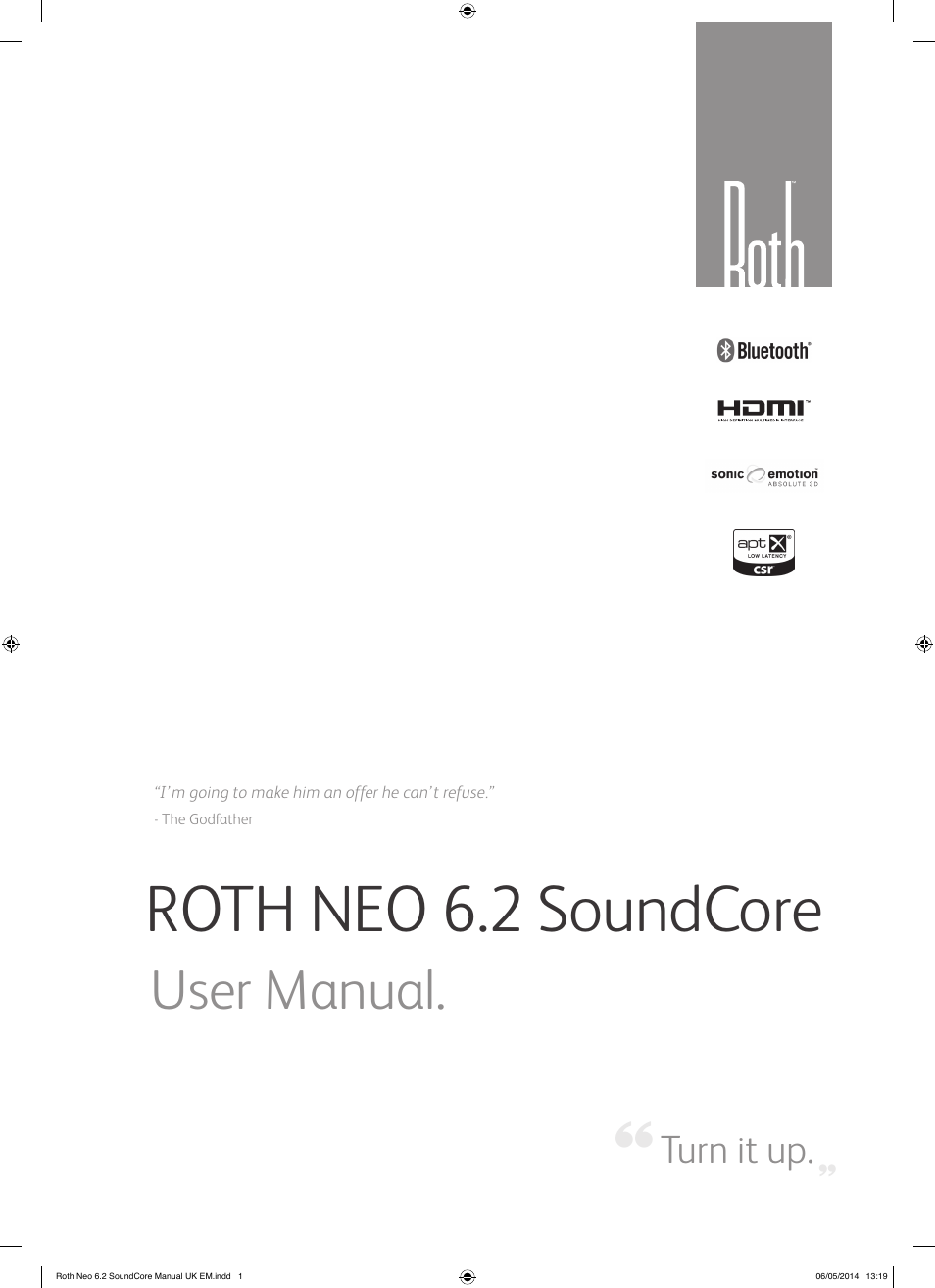 Roth AV NEO 6.2 SoundCore : High Performance TV Sound Base User Manual | 16 pages