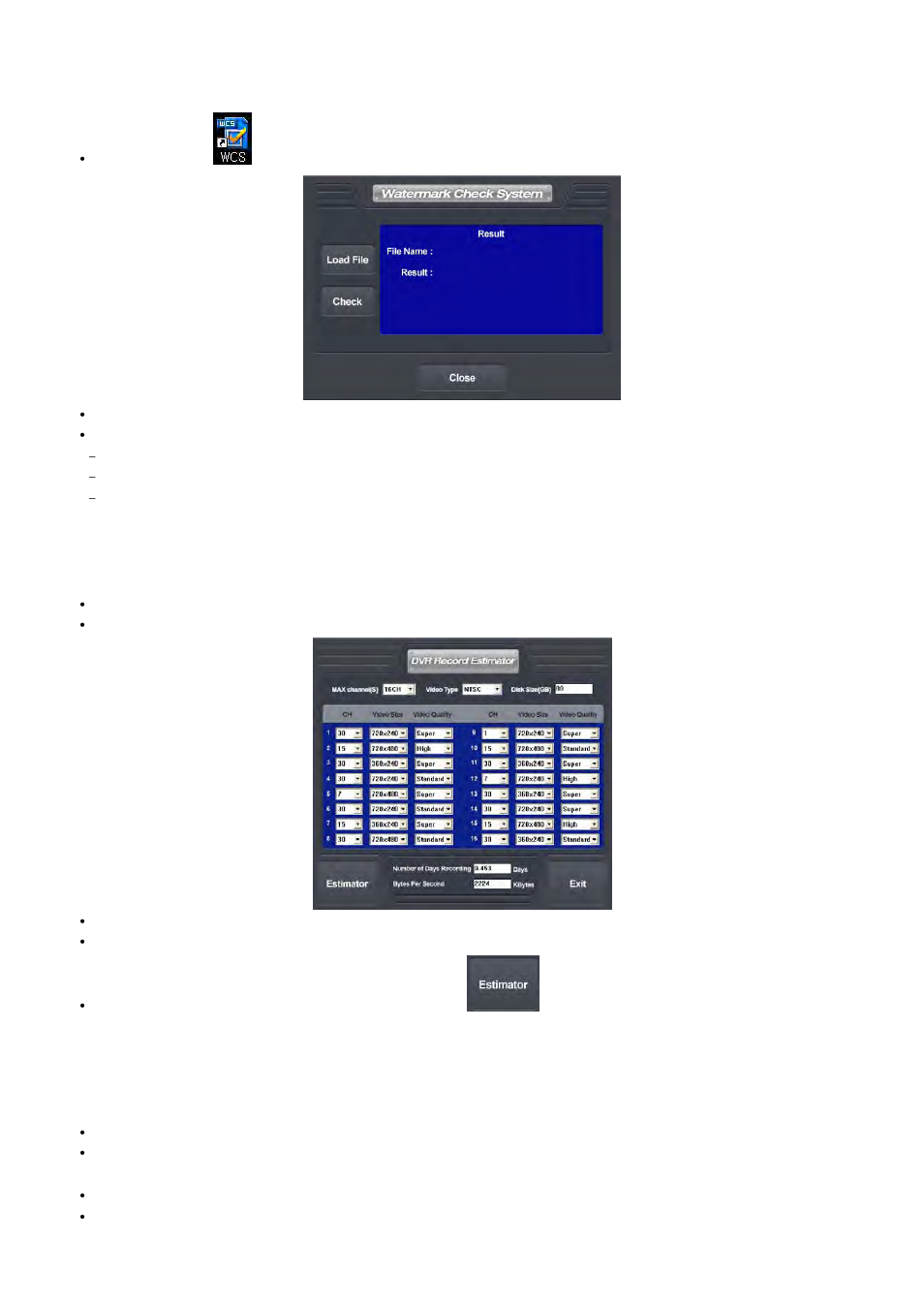 3 watermark check system, 4 estimator, 5 exe to avi converter | Rugged Cams HD Megapixel User Manual | Page 99 / 205