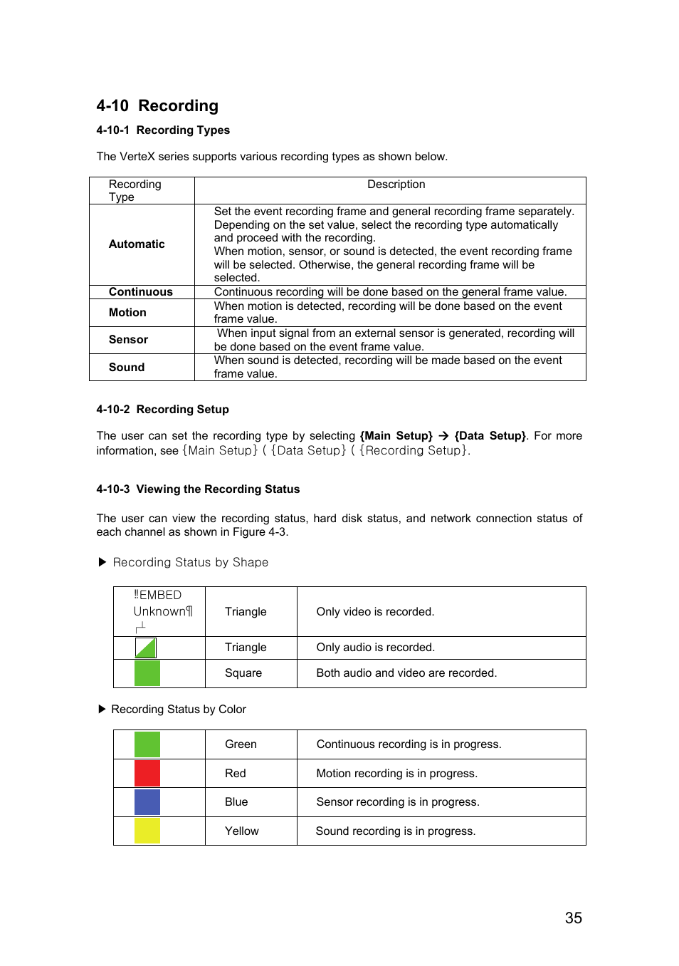 10 recording | Rugged Cams Vertex & Vertex RTH User Manual | Page 36 / 89