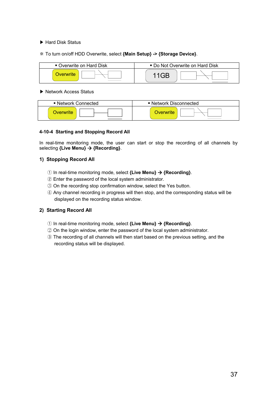 11gb, 덮어쓰기 | Rugged Cams Vertex & Vertex RTH User Manual | Page 38 / 89