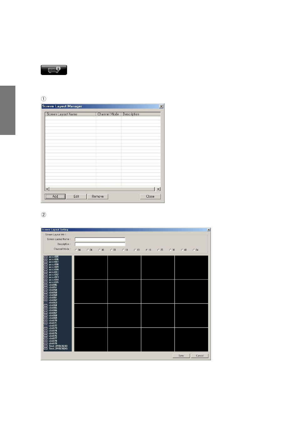 8. screen layout function, 1) screen layout administration | Rugged Cams CMS User Manual | Page 44 / 131