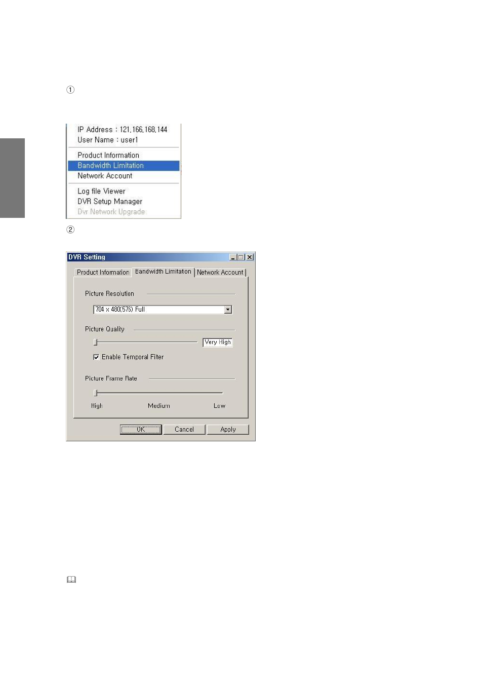1) bandwidth limitation function | Rugged Cams CMS User Manual | Page 54 / 131